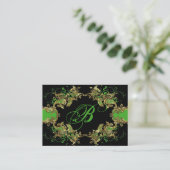 Elegant Goud Groen & Zwart  Lijst-Monogram Visitekaartje (Staand voorkant)