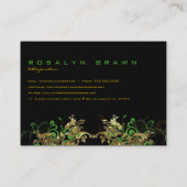 Elegant Goud Groen & Zwart  Lijst-Monogram Visitekaartje (Achterkant)