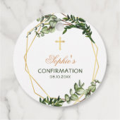 Elegant Goud & Groene Botanische Bevestiging Bedankjes Labels (Achterkant)