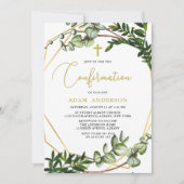 Elegant Goud & Groene Botanische Bevestiging Kaart (Voorkant)