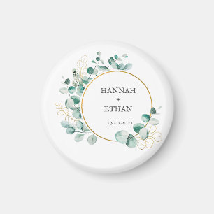 Elegant Goud Groene Eucalyptus Persoonlijk   Magneet