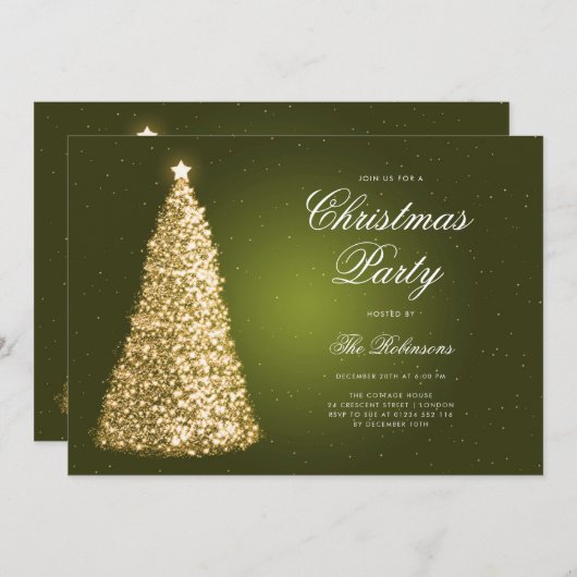 Elegant Goud Groene Kerstboom Programma Menu (Voorkant / Achterkant)