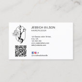 Elegant Goud Haarstylist Schaar Bloemen QR Code Visitekaartje (Achterkant)
