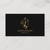 Elegant Goud Haarstylist Schaar Bloemen QR Code Visitekaartje (Voorkant)