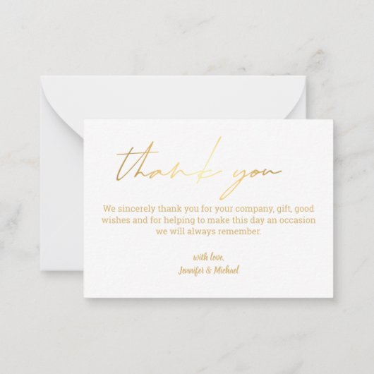 elegant goud handgeschreven trouwfoto bedankt notitiekaartje (Achterkant)