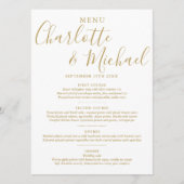 Elegant Goud Handtekening Bruiloft Menu (Voorkant)
