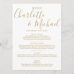 Elegant Goud Handtekening Bruiloft Menu