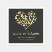 Elegant Goud Hart Custom Bruiloft Servetten (Voorkant)