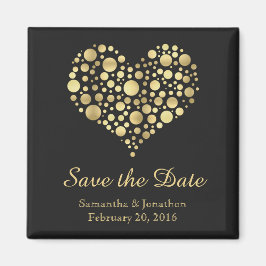 Elegant Goud Hart op Dusty Black Save the Date Magneet