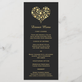 Elegant Goud Hart op Dusty Zwart Slim Dinner Menu