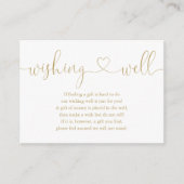 Elegant Goud Hart Script Wishing Well Bruiloft Informatiekaartje (Voorkant)