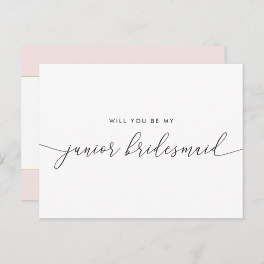 Elegant Goud Hart Wees Mijn Junior Bruidsmeisje Uitnodiging Briefkaart (Voorkant / Achterkant)