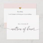 Elegant Goud Hart zal je mijn Ereheer zijn Uitnodiging Briefkaart (Voorkant / Achterkant)