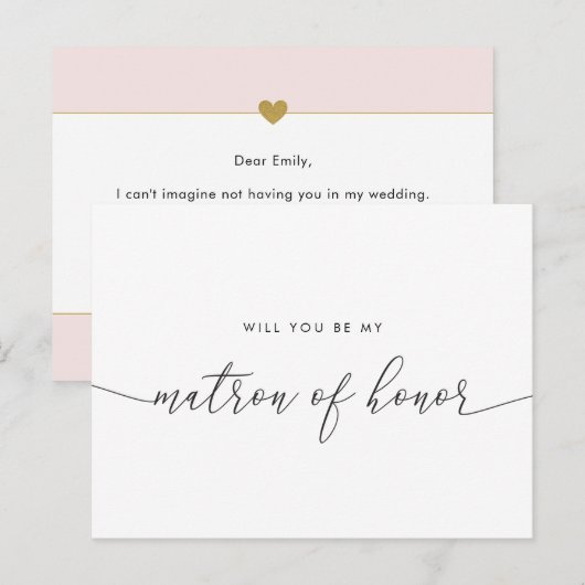 Elegant Goud Hart zal je mijn Ereheer zijn Uitnodiging Briefkaart (Voorkant / Achterkant)