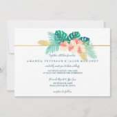Elegant Goud Hawaïaanse Hibiscus Bruiloft Uitnodig Kaart (Voorkant)