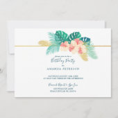 Elegant Goud Hawaiiaans Hibiscus Verjaardagsfeest Kaart (Voorkant)