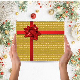 Elegant Goud Herhalende Naam Patroon Kerstcadeau Inpakpapier Vel