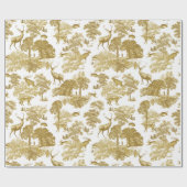 Elegant  Goud Herten Fox Haas Country Toile Cadeaupapier (Vlak)