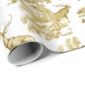 Elegant  Goud Herten Fox Haas Country Toile Cadeaupapier (Rol Hoek)