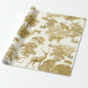 Elegant  Goud Herten Fox Haas Country Toile Cadeaupapier