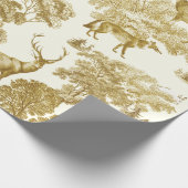 Elegant  Goud Herten Fox Haas Country Toile Cadeaupapier (Hoek)