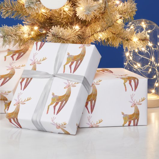Elegant Goud Herten Kerstmis Cadeaupapier (Feestdagen)