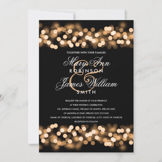 Elegant Goud Hollywood Glam Bruiloft Kaart (Voorkant)