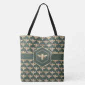Elegant Goud HoneyBee Patroon op Donkergroen Tote Bag (Achterkant)