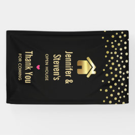 Elegant Goud Huis Symbool Housewarming Open Huis Spandoek