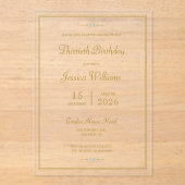 Elegant goud ingelijst verjaardagsfeest acryl uitnodigingen (Voorkant)