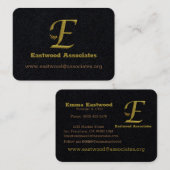 Elegant Goud Initiaal Letter E Logo Visitekaartje (Voorkant / Achterkant)