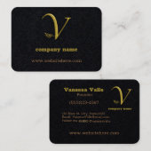 Elegant Goud Initiaal Letter V Logo Visitekaartje (Voorkant / Achterkant)