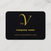 Elegant Goud Initiaal Letter V Logo Visitekaartje (Voorkant)