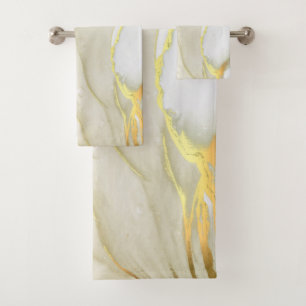 Elegant Goud Ink Abstract Patroon  Bad Handdoek