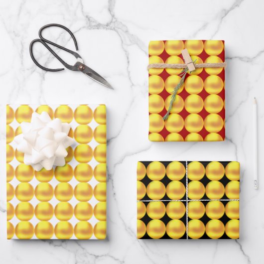 Elegant Goud Inpakpapier Plat Vel Set van 3 (Voorkant)