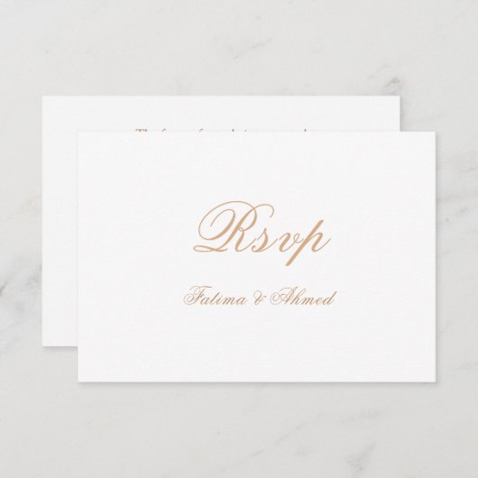 Elegant Goud Islamitisch Moslim Bruiloft RSVP Kaar (Voorkant / Achterkant)
