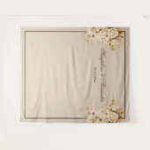 Elegant Goud & Ivoor Bloemen Bruiloft Achtergrond Wandkleed (Voorkant (horizontaal))
