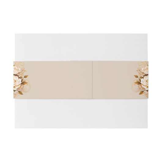 Elegant Goud & Ivoor Bloemen Bruiloft briefpapier Uitnodigingen Wikkel (Achterkant Voorbeeld)