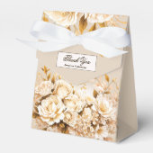Elegant Goud & Ivoor Bloemen Bruiloft Dank u Bedankdoosjes (Voorkant Zijde)