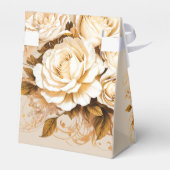 Elegant Goud & Ivoor Bloemen Bruiloft Dank u Bedankdoosjes (Achterkant)