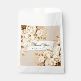 Elegant Goud & Ivoor Bloemen Bruiloft Dank u Bedankzakje