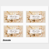Elegant Goud & Ivoor Bloemen Bruiloft Dank u Rechthoekige Sticker (Vel)