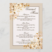 Elegant Goud & Ivoor Bloemen Bruiloft Gourmet Menu (Voorkant)