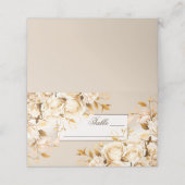 Elegant Goud & Ivoor Bloemen Bruiloft Plaatskaartje (Buitenkant ongevouwen)