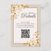 Elegant Goud Ivoor Bloemen Bruiloft QR Code Detail Informatiekaartje (Voorkant)
