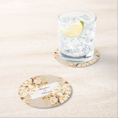 Elegant Goud & Ivoor Bloemen Bruiloft Ronde Kartonnen Onderzetter (Insitu)