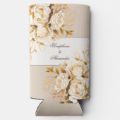 Elegant Goud & Ivoor Bloemen Bruiloft Seltzer Blikjeskoeler (Achterkant)
