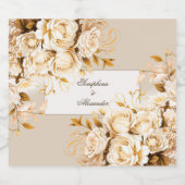 Elegant Goud & Ivoor Bloemen Bruiloft Sparkling Wijnetiket (Enkel label)
