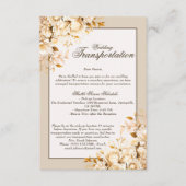 Elegant Goud & Ivoor Bloemen Bruiloft Vervoer Informatiekaartje (Voorkant)