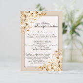 Elegant Goud & Ivoor Bloemen Bruiloft Vervoer Informatiekaartje (Staand voorkant)